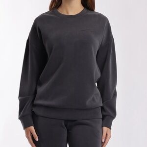 Lazypants PREMIUM LUXE SUEDED SCUBA CREWNECK SWEATSHIRT IN Black M